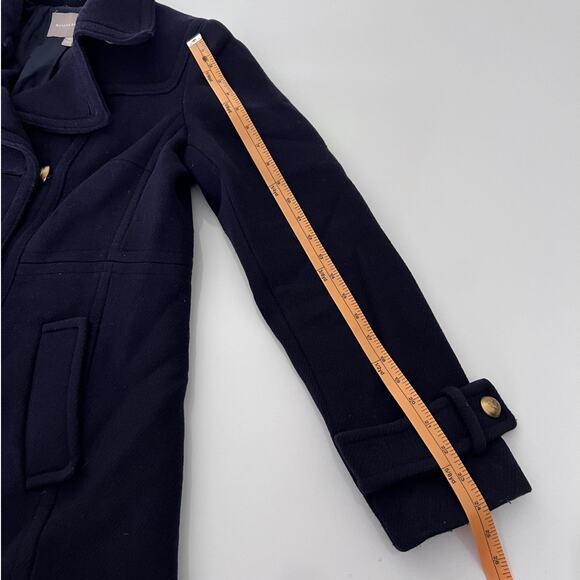 Banana Republic Navy/ Gold Button Wool Lined Winter Pea Coat- 12 - Picture 11 of 11